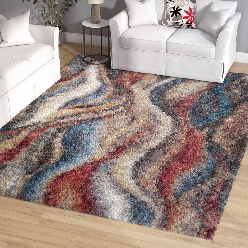 Ebern Designs Delma Performance Rust/Blue/Beige Rug & Reviews Wayfair
